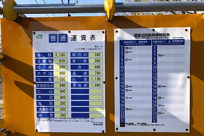 運賃表と発車時刻表