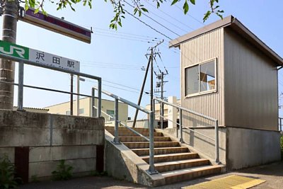 ホームは少し高いところにある