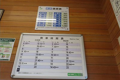 発車時刻表と運賃表