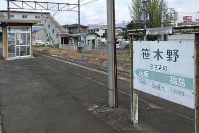 駅名標、待合所、跨線橋