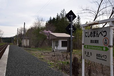 駅舎と駅名標