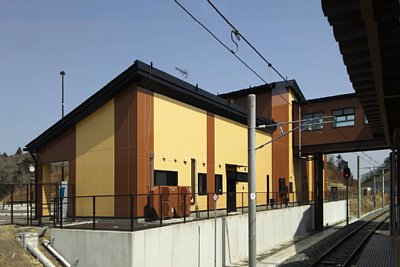 島式ホームと跨線橋